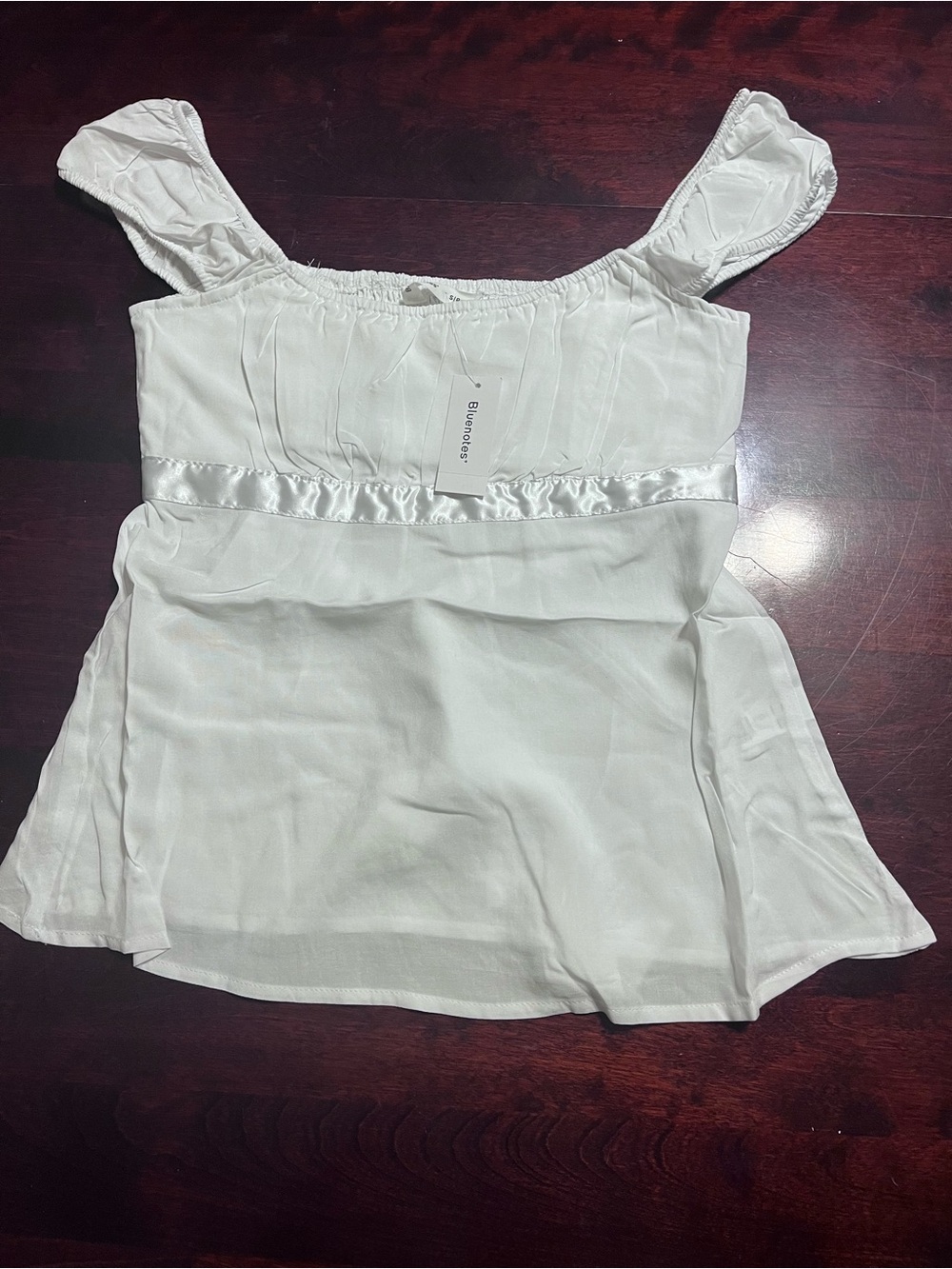 Bluenotes White Satin-Trim Square Neck Cami